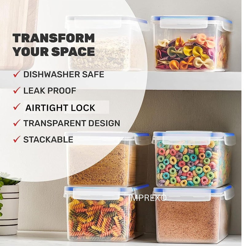 IMPREXO جرار تخزين الطعام محكمة الإغلاق IMPREXO حاويات بلاستيكية لمطبخ علب وجرار 2200 مل - Image 5