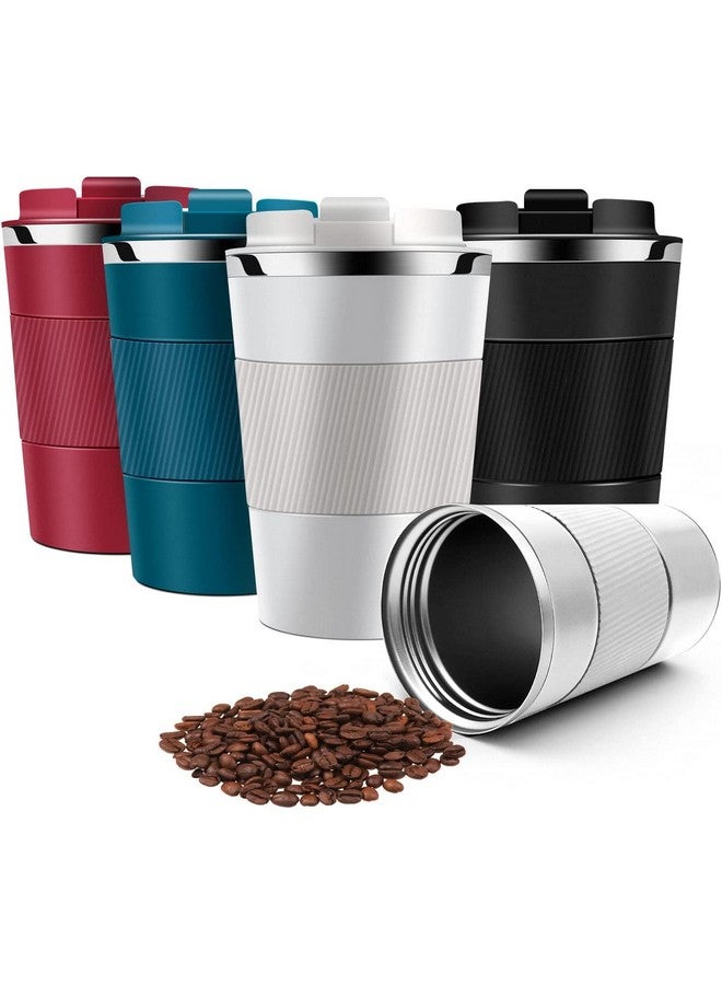 Wosta Travel Mug, Insulated Coffee Cup with Leakproof Lid,Vacuum Insulation Stainless Steel Reusable for Hot Cold Coffee, Non-Slip Protective Cover, (White, 380 Ml) - Image 1