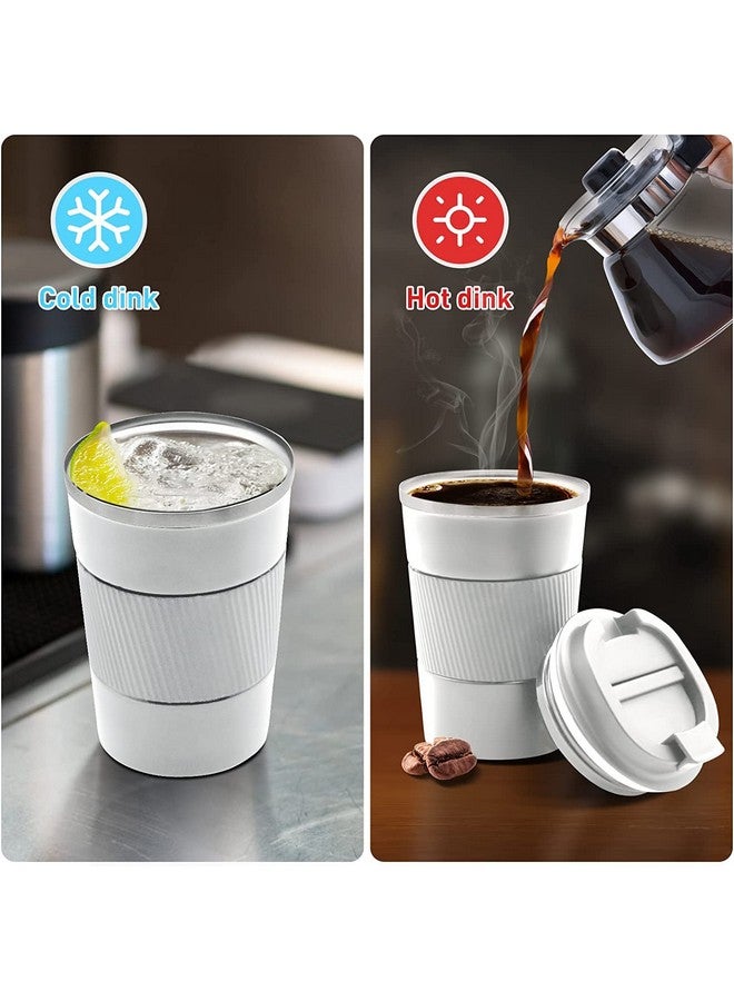 Wosta Travel Mug, Insulated Coffee Cup with Leakproof Lid,Vacuum Insulation Stainless Steel Reusable for Hot Cold Coffee, Non-Slip Protective Cover, (White, 380 Ml) - Image 4