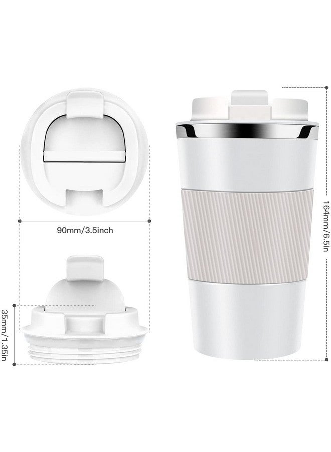 Wosta Travel Mug, Insulated Coffee Cup with Leakproof Lid,Vacuum Insulation Stainless Steel Reusable for Hot Cold Coffee, Non-Slip Protective Cover, (White, 380 Ml) - Image 2