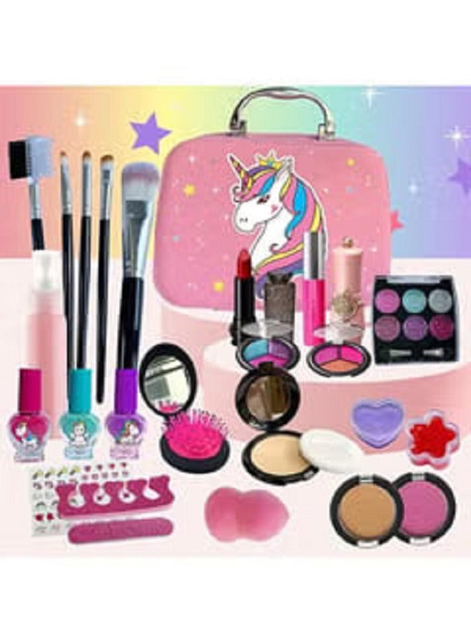 Children's Make-Up Washable Set, Girls' Make-Up Set, Make-Up Cosmetic Set with Cosmetic Bag for Role Play, Over 3 Years Make-Up Set for Birthday Gift (Unicorn)  - Image 5