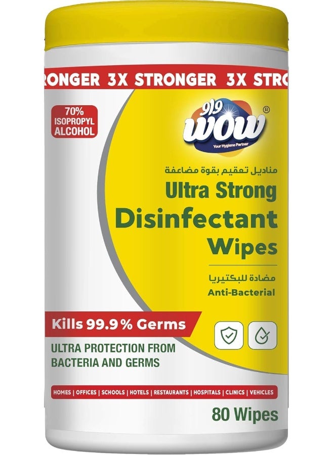 WOW Ultra Strong Disinfectant Wipes - 80 Count