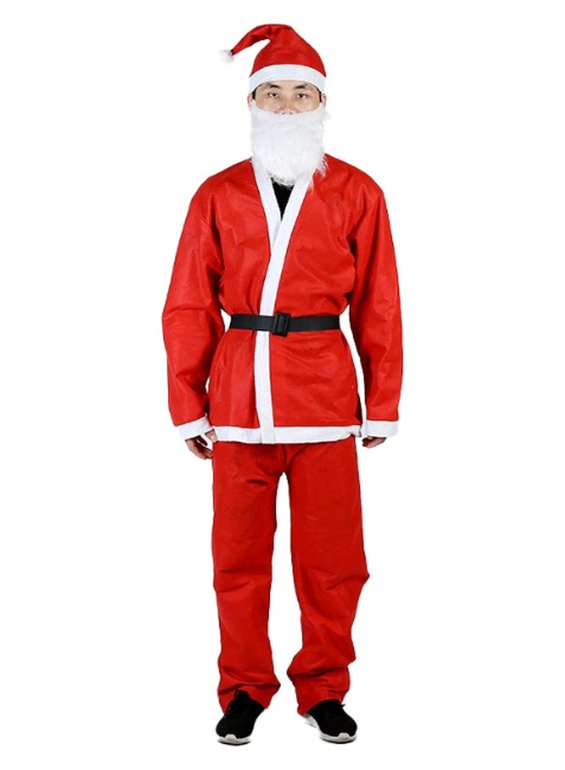Home Smart Santa Costume  for Mens - Santa Costume, Cap, Belt, mustache and beard a complete santa look for Christmas party and cosplay. - Image 1