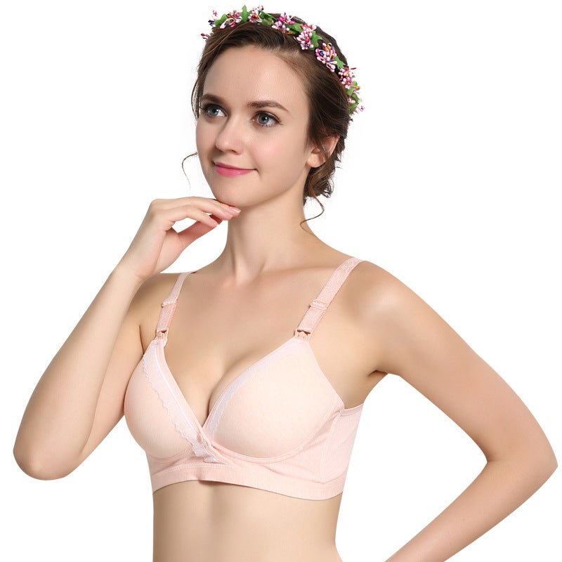 Sale New Style Cross Front Opening Buckle Non-Rimmed Breastfeeding Bra Comfortable Fashionable Side Collector Parammary Breasts Pregnant Women Breastfeeding Bra - Image 1