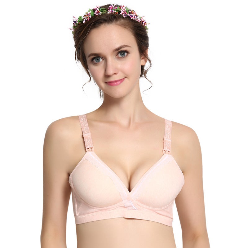Sale New Style Cross Front Opening Buckle Non-Rimmed Breastfeeding Bra Comfortable Fashionable Side Collector Parammary Breasts Pregnant Women Breastfeeding Bra - Image 2