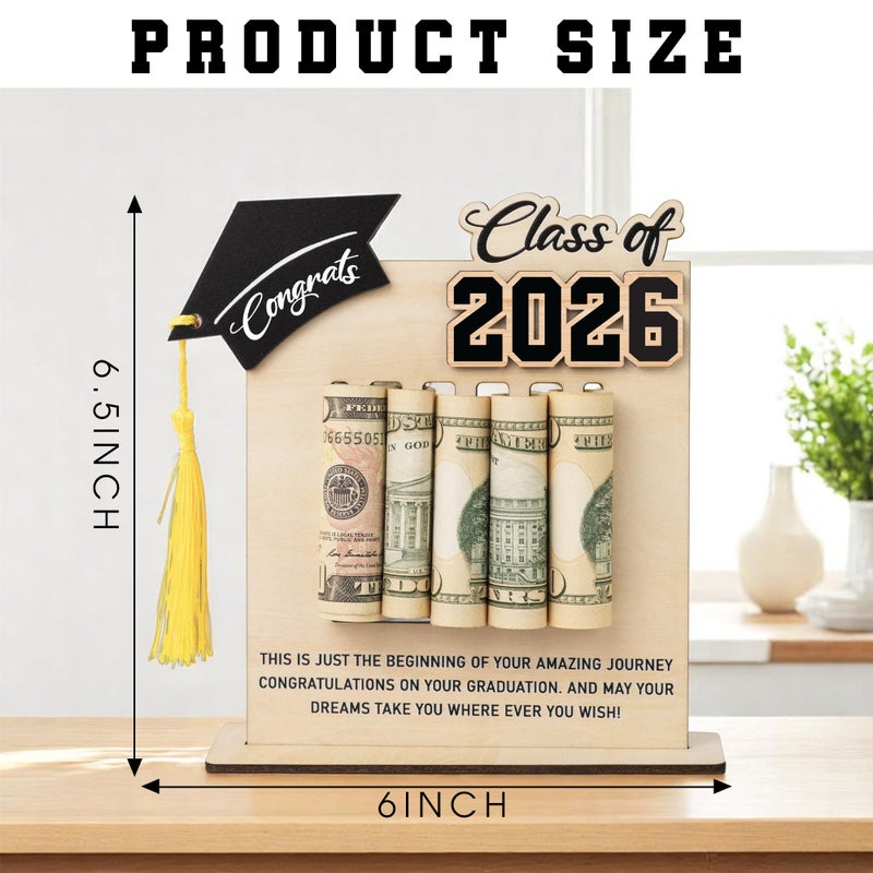 KATINAT Class of 2026 Graduation Money Holder 2026, Wooden Graduation Money Cash, 2026 Graduation Gifts for Daughter, Son, Senior College University Graduates Gift - Image 2