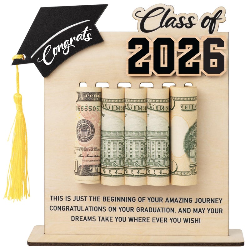 KATINAT Class of 2026 Graduation Money Holder 2026, Wooden Graduation Money Cash, 2026 Graduation Gifts for Daughter, Son, Senior College University Graduates Gift - Image 1