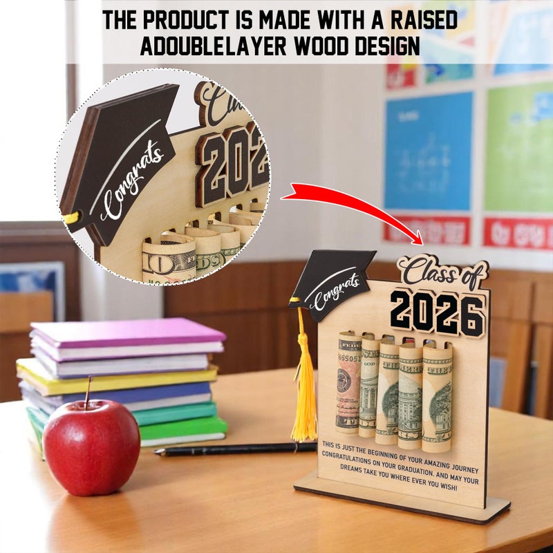 KATINAT Class of 2026 Graduation Money Holder 2026, Wooden Graduation Money Cash, 2026 Graduation Gifts for Daughter, Son, Senior College University Graduates Gift - Image 3