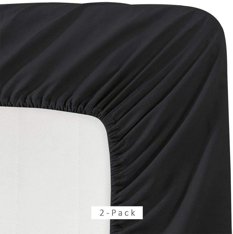 DESTINY CRESCENT BED Microfiber 2 Twin XL Fitted Bed Sheets (2-Pack) Soft and Comfy - Twin Extra Long  15"" Deep Pocket  39"" x 80"" Great for Dorm Room  Hospital and Split King Dual Adjustable Beds (Twin XL  Black) - Image 2
