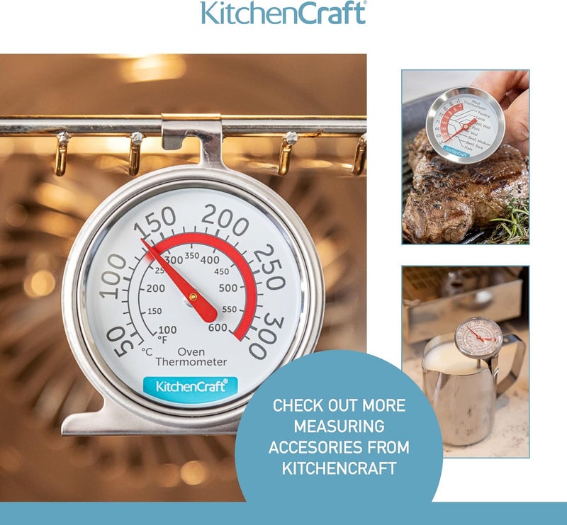 KitchenCraft Oven Thermometer, Stainless Steel Over Thermometer for Fan Oven and Gas Oven, 6.5 x 8 cm, Silver - Image 5