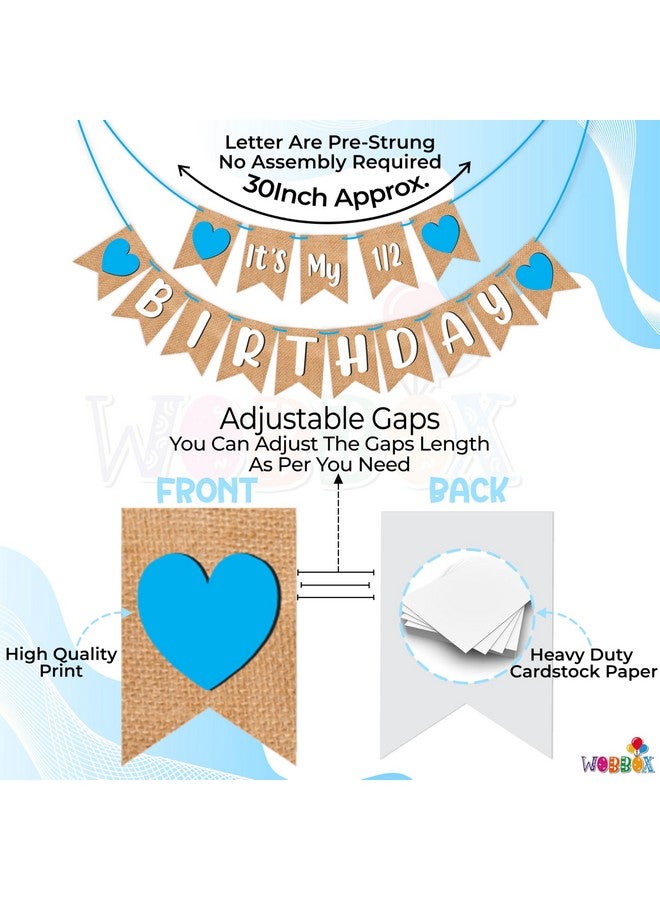 ووبوكس لافتة عيد ميلاد من ووب بوكس "عيد ميلادي النصفي" بتصميم جوت على شكل قلب أزرق، زينة عيد ميلاد - Image 3