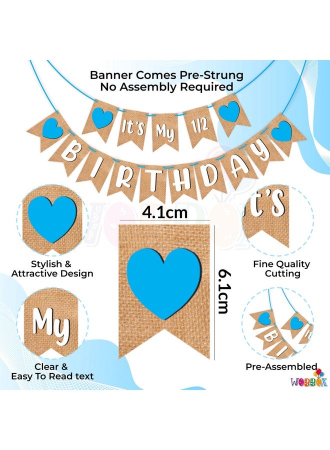 ووبوكس لافتة عيد ميلاد من ووب بوكس "عيد ميلادي النصفي" بتصميم جوت على شكل قلب أزرق، زينة عيد ميلاد - Image 2