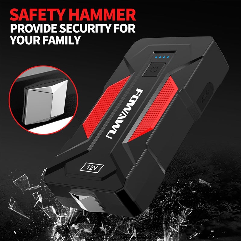 فواوو جهاز تشغيل السيارة FOWAWU 6000A 24800mAh (للمحركات البنزين 9.0 لتر والديزل 7.0 لتر)، جهاز تشغيل بطارية السيارة 12 فولت، جهاز تشغيل بطارية محمول مع USB/ضوء LED - Image 5