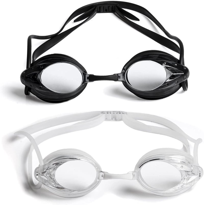 The Friendly Swede Swim Goggles for Women & Men - Anti Fog Swimming Goggles with Extra Nose Pieces & Protective Case; Pool Goggles Swimming Adults & Youth; Swim Goggles for Men; Black + Clear (2-Pack) - Image 1
