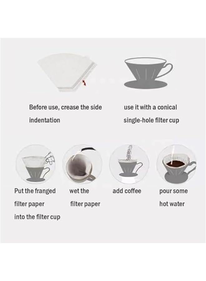 HOOKOR 200 Count V60 Coffee Filter, Disposable Coffee Filters Paper Fit for Drip Coffee Dripper (White#2) - Image 3