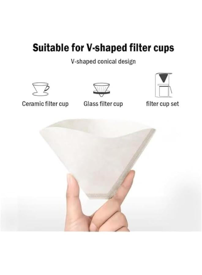 HOOKOR 200 Count V60 Coffee Filter, Disposable Coffee Filters Paper Fit for Drip Coffee Dripper (White#2) - Image 4