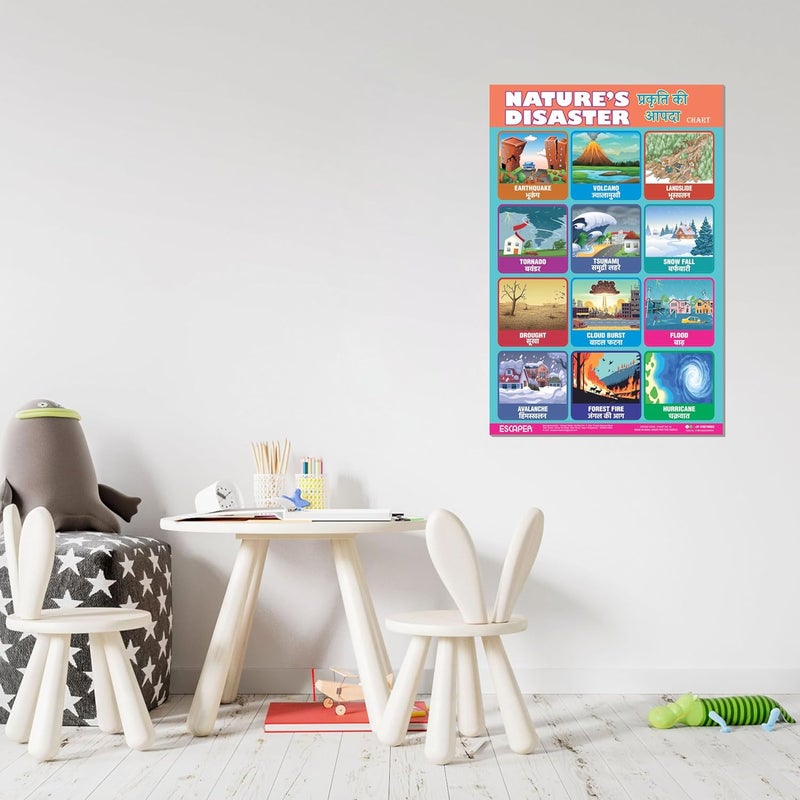 ESCAPER Nature's Disaster Educational Charts, (11.5 x 17.5 inches), 300 GSM Paper, Laminated, Self Adhesive Back, Kids Study Material, Learning Posters, Perfect For Home Schooling, Nursery Students - Image 4