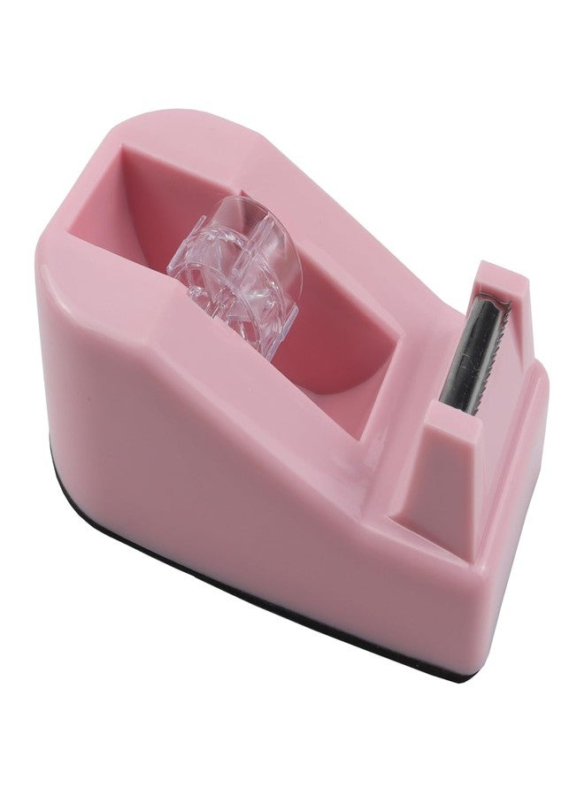 Aacehlh 1Pcs Desktop Tape Dispenser,Adhesive Roll Holder with Weighted Nonskid Base,Office Tape Dispensers for School, Office and Home (Pink) - Image 1