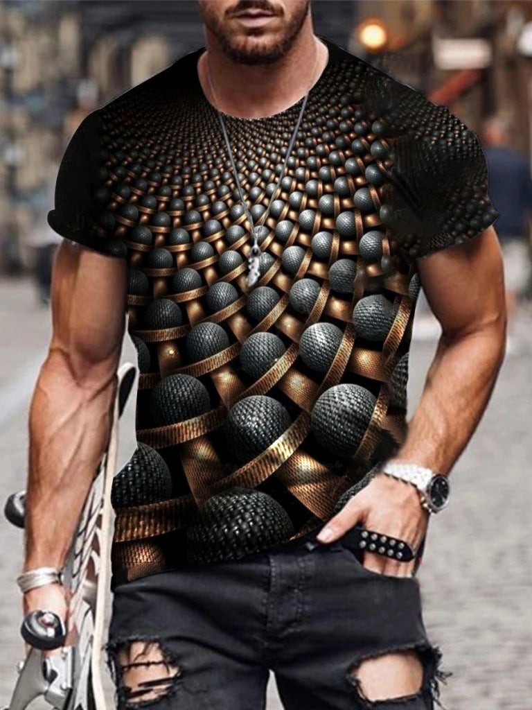 New summer men's 3D digital printed T-shirt 2021 trendy plus size casual comfortable men's bottoming shirt short sleeve - Image 1