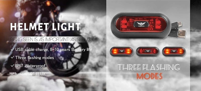 VERSATTA LED Motorcycle Helmet Light - Rechargeable Safety Tail Light for Night Riding - Image 5