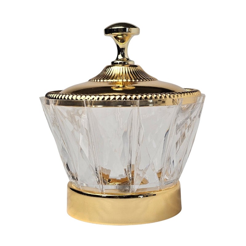 SOBHYS Luxury Crystal-Cut Acrylic Bowl – Gold-Tone Metal Lid & Base - Image 1