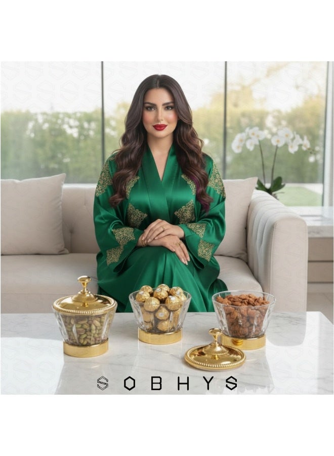 SOBHYS Luxury Crystal-Cut Acrylic Bowl – Gold-Tone Metal Lid & Base - Image 3
