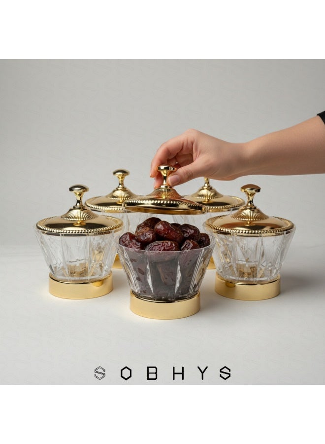 SOBHYS Luxury Crystal-Cut Acrylic Bowl – Gold-Tone Metal Lid & Base - Image 5