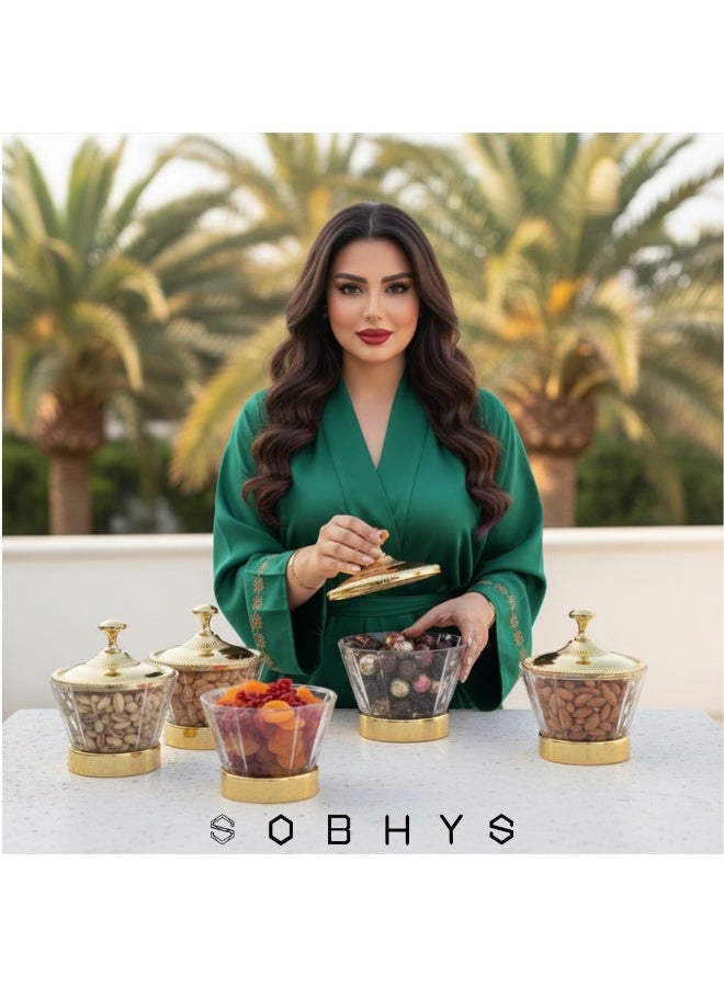 SOBHYS Luxury Crystal-Cut Acrylic Bowl – Gold-Tone Metal Lid & Base - Image 4