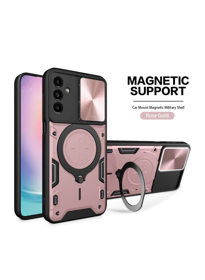 Samsung Galaxy A15 5G Mobile Phone Case Cover, Slide Camera Lens Cover, 360°Rotating Kickstand Ring, Bumper Shockproof Phone Case，Compatible with Car Magnetic Mount 