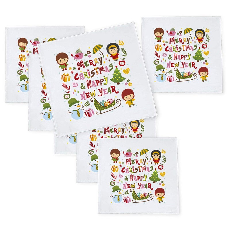 Khakee 6 Pcs Christmas Theme Tafta Silk Table Napkins 10x 10 for Xmas Decoration Christmas OrnamentsChristmas Gift npxmas277P - Image 1