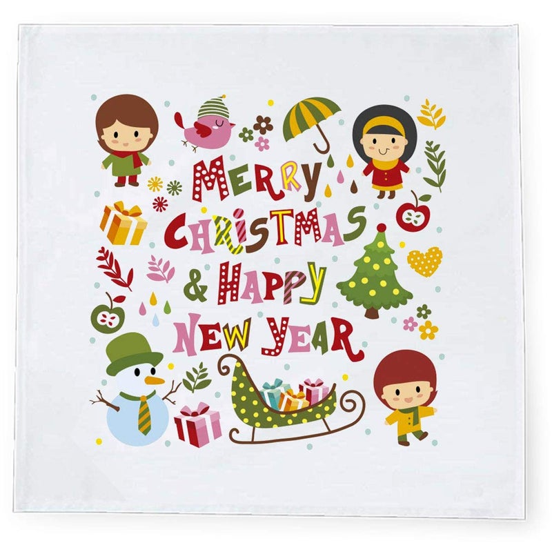 Khakee 6 Pcs Christmas Theme Tafta Silk Table Napkins 10x 10 for Xmas Decoration Christmas OrnamentsChristmas Gift npxmas277P - Image 2