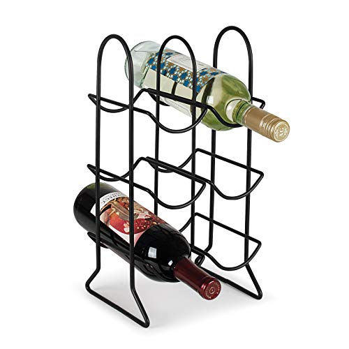Spectrum Diversified Spectrum 6 Bottle Wine Rack Freestanding Countertop Wine Bottle Holder Storage, Modern Black Metal Wire Wine Rack Organizer for Kitchen Counter Tops Base Cabinet Insert Pantry 3 Tier Wine Shelf - Image 1