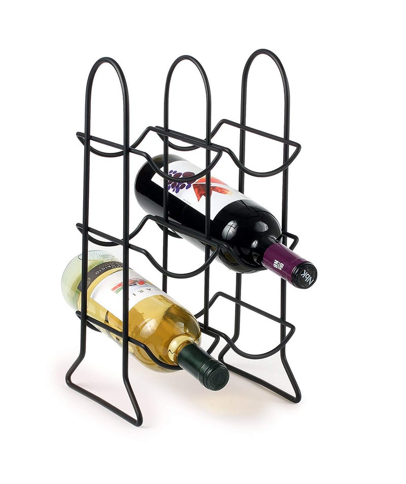 Spectrum Diversified Spectrum 6 Bottle Wine Rack Freestanding Countertop Wine Bottle Holder Storage, Modern Black Metal Wire Wine Rack Organizer for Kitchen Counter Tops Base Cabinet Insert Pantry 3 Tier Wine Shelf - Image 3
