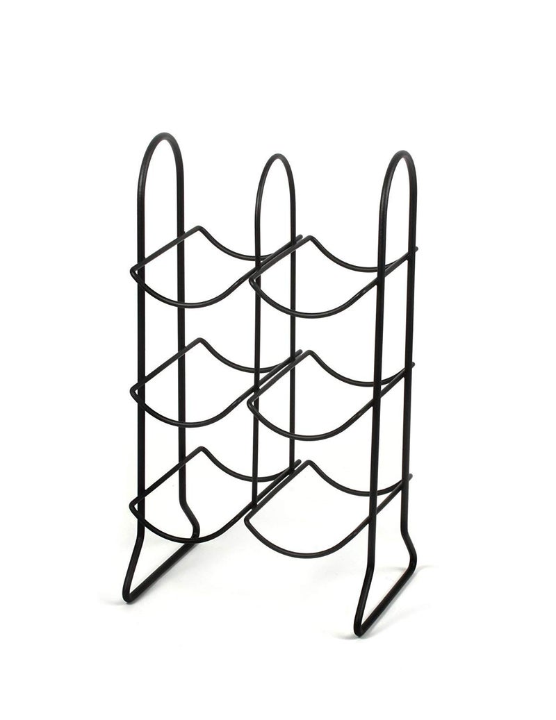Spectrum Diversified Spectrum 6 Bottle Wine Rack Freestanding Countertop Wine Bottle Holder Storage, Modern Black Metal Wire Wine Rack Organizer for Kitchen Counter Tops Base Cabinet Insert Pantry 3 Tier Wine Shelf - Image 4