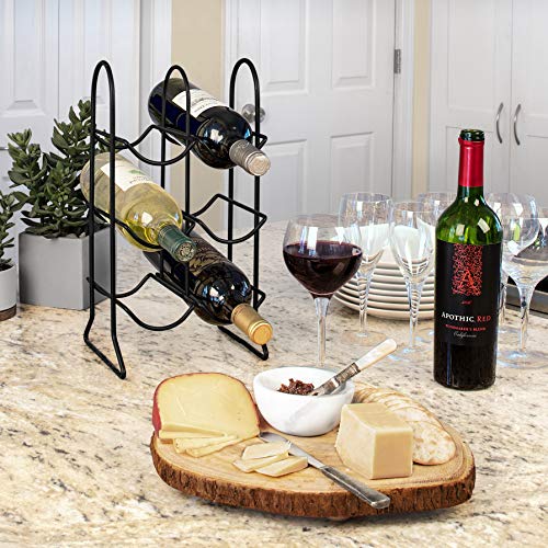Spectrum Diversified Spectrum 6 Bottle Wine Rack Freestanding Countertop Wine Bottle Holder Storage, Modern Black Metal Wire Wine Rack Organizer for Kitchen Counter Tops Base Cabinet Insert Pantry 3 Tier Wine Shelf - Image 2