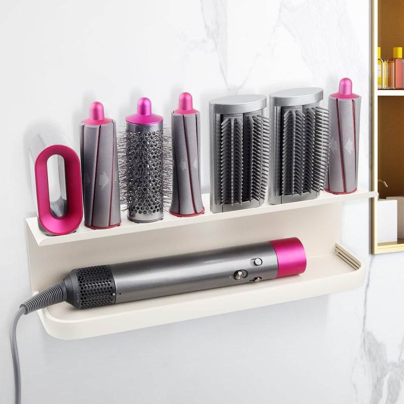Wall Mounted Storage Holder Compatible with Dyson Airwrap Storage Stand Rack for Bathroom Shelf Organizer Curling Iron Attachments and Complete Styler