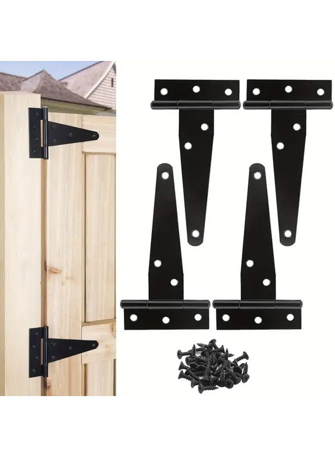 4 Packs Heavy Duty T Strap Barn Door Hinges Rustproof Wrought Iron For Sheds Gates Fences - Image 1