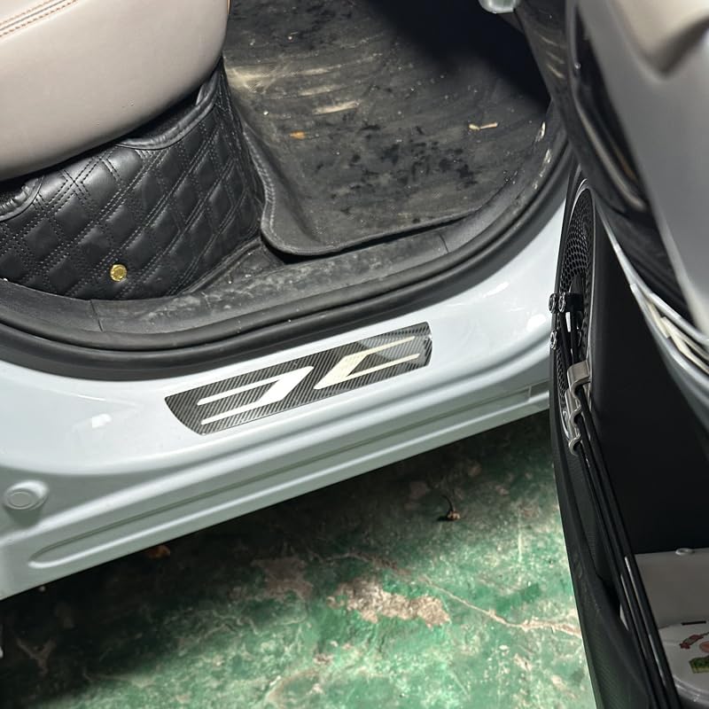 4PCS Car Door Sill Guard for BMW iX 2022–2025 2026 I20, Anti-Scratch Door Entry Guard, Stainless Steel Door Sill Protector, Scuff Plate, Automotive Exterior Accessories,B-Carbon Fiber Normal A-Black - Image 1