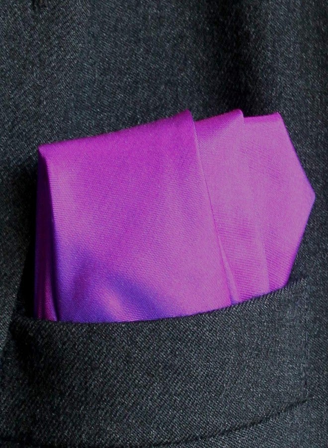 Royal Silk Fine Purple 100% Silk Pocket Square Full-Sized 16"x16" - Image 2