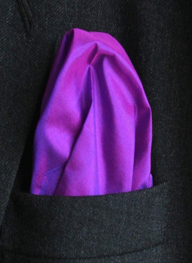 Royal Silk Fine Purple 100% Silk Pocket Square Full-Sized 16"x16" - Image 3