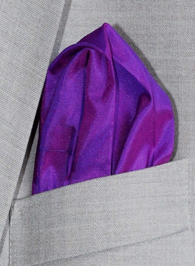 Royal Silk Fine Purple 100% Silk Pocket Square Full-Sized 16"x16" - Image 5