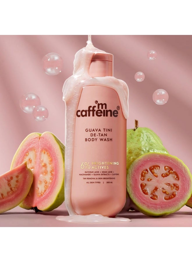 إم كافيين غسول الجسم مزيل للسموم من إم كافيين، 1% حمض الجليكوليك، 300 مل | 5% نياسيناميد-حمض الكوجيك | يُفتّح البشرة، يُقلّل البقع الداكنة ويوحد لونها، ويُنعّمها | جل استحمام بنكهة الجوافة المنعشة للرجال والنساء | جميع أنواع البشرة - Image 3