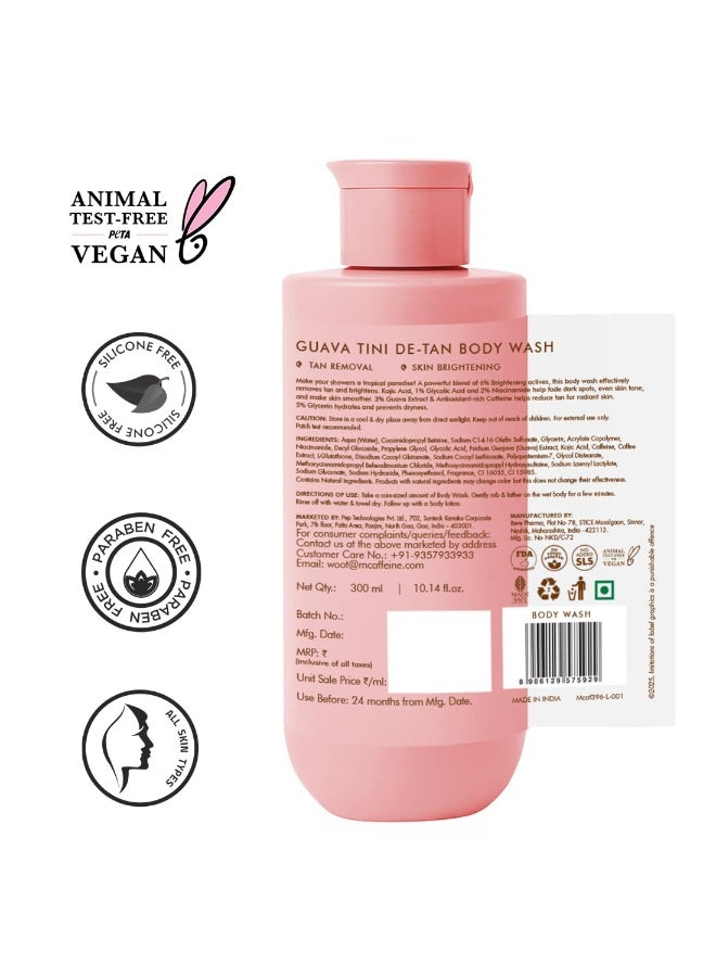 إم كافيين غسول الجسم مزيل للسموم من إم كافيين، 1% حمض الجليكوليك، 300 مل | 5% نياسيناميد-حمض الكوجيك | يُفتّح البشرة، يُقلّل البقع الداكنة ويوحد لونها، ويُنعّمها | جل استحمام بنكهة الجوافة المنعشة للرجال والنساء | جميع أنواع البشرة - Image 2