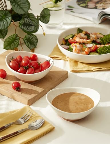 Teocera 5 Inch Porcelain Small Bowls Set, 6 Ounce small serving bowls for Dessert, Ice Cream, Snack, Dipping, Side Dishes, Microwave & Dishwasher Safe- Beige - Image 3
