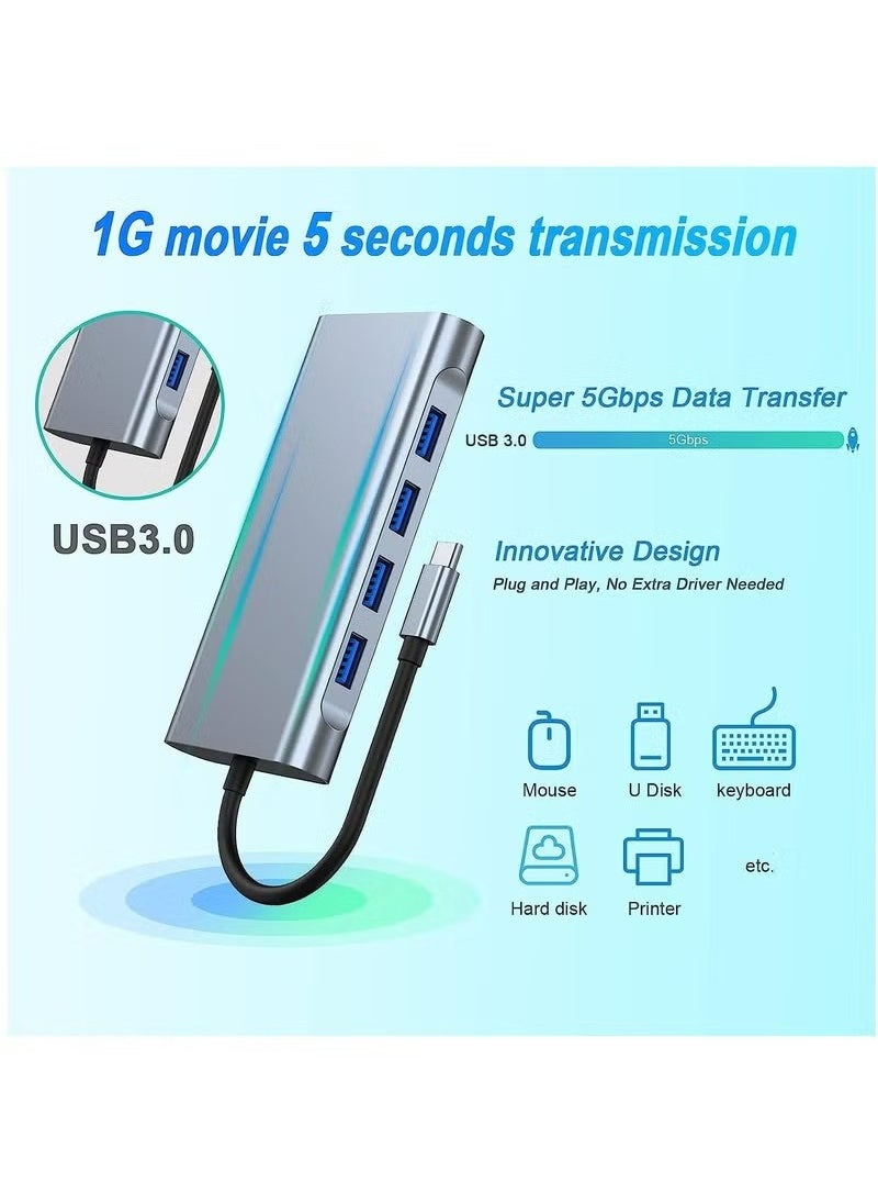 X-level USB C HUB, USB C Adapter 11 in 1 Dongle with 4K HDMI, VGA, Type C PD, USB3.0, RJ45 Ethernet, SD/TF Card Reader, 3.5mm AUX, Docking Station Compatible with MacBook Pro/Air, Other Type C Laptops Devices  - Image 5