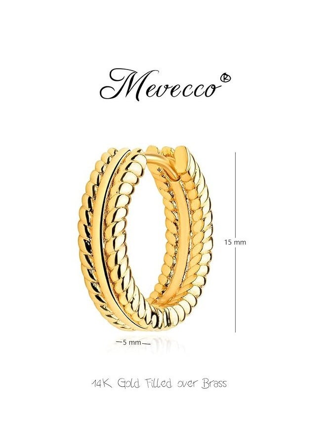 Mevecco - Women Huggie Earrings Gold Hoop 14K Gold Filled Small Simple Handmade Hypoallergenic Everyday Jewelry - Image 1