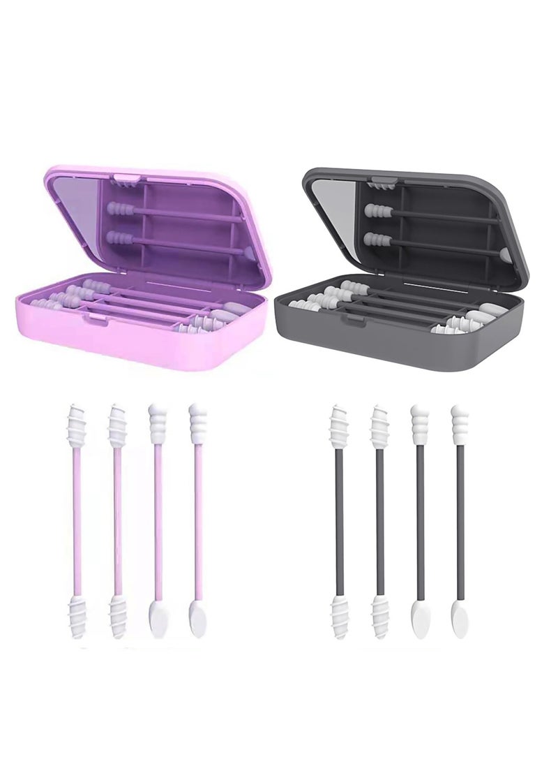 SYOSI Silicone Cotton Swab with Double Tips and Storage Case, Reusable Cotton Buds for Ear Cleaning and Makeup Removal  - Image 1