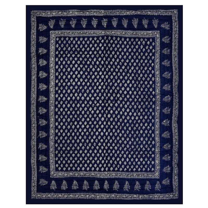 SIBLEY SIBLEY Cotton Single Bed Jaipuri Razai Jaipuri Blanket Ac Quilt for Winter Soft Light Weight Rajasthani Traditional Cotton Razai 55 x 85 inch Blue  - Image 4