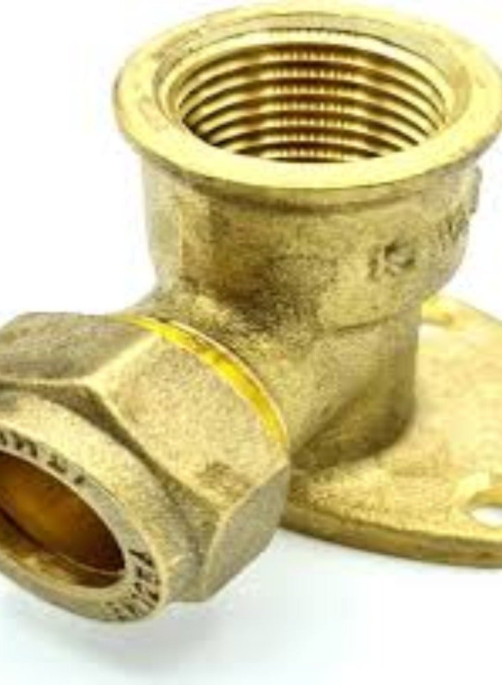 KNP KNP Female Wall-Mounted Elbow Adapter in Brass with Copper is a high-quality plumbing component designed for connecting pipes at a 90-degree angle while being mounted on a wall. - Image 1