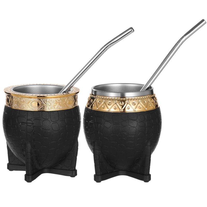 Vacuum Insulated Mate Cup: 2-Piece Black Stainless Steel Set With Double-Walled Temperature Locking, Ergonomic Non-Slip Grip, Rust Resistant Straw - Durable Corrosion Resistant Build For Outdoor Use T - Image 1